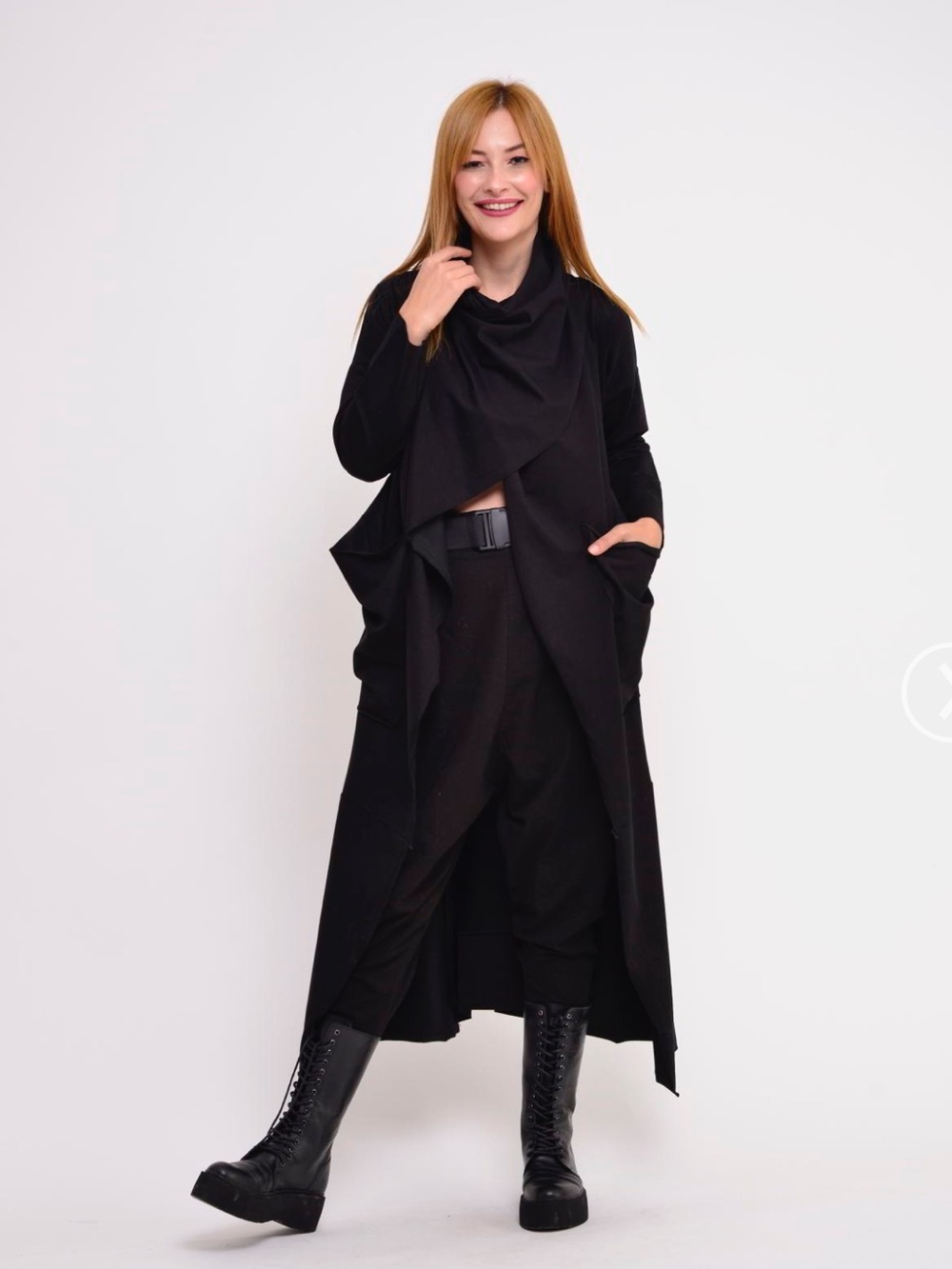 Parkmoda Bohemian Black Long Draped Cardigan Cape NWT